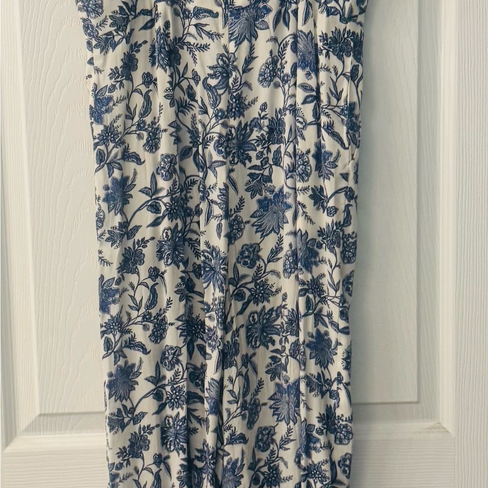 NWT- Loft Trellis blue and white floral jumpsuit. - Picture 4 of 6